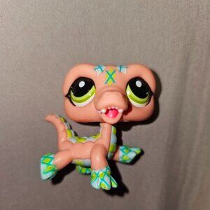 Littlest Pet Shop LPS #1853 Pink Peach Argyle Alligator Crocodile RARE HTF